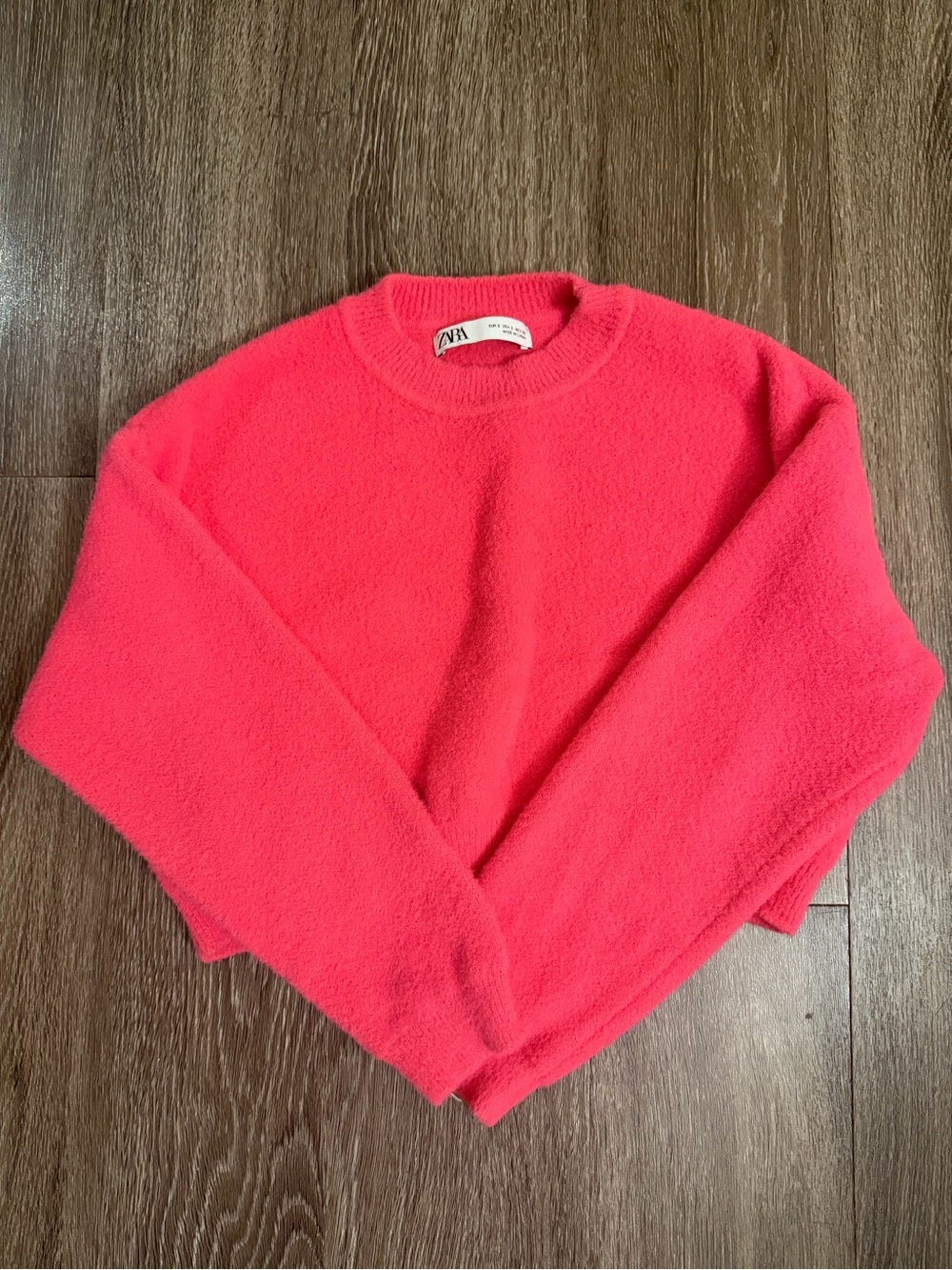 Zara Bright Pink Crewneck Sweater - Cozy Textured Knit